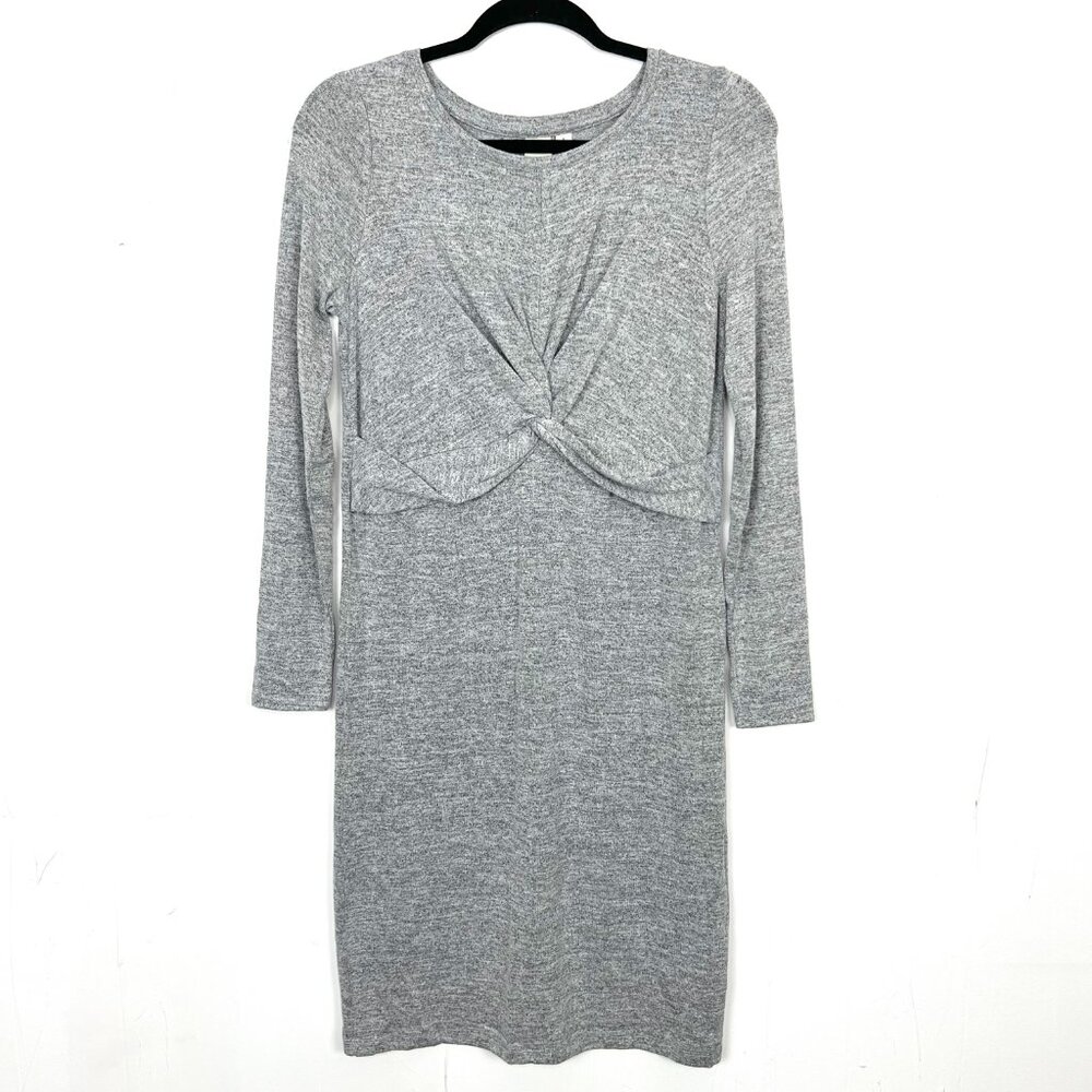 Gap Maternity Sweater Dress Small Heather Grey Twist‎ Front